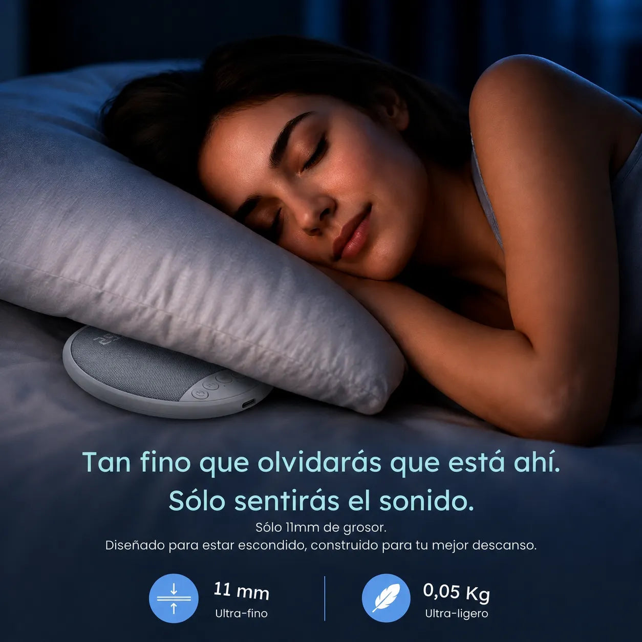 SilenSleep diseño ultra fino 11mm bajo la almohada